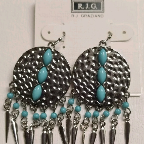 R J Graziano Silver Plated Earrings w/ Turquoise - Picture 1 of 6